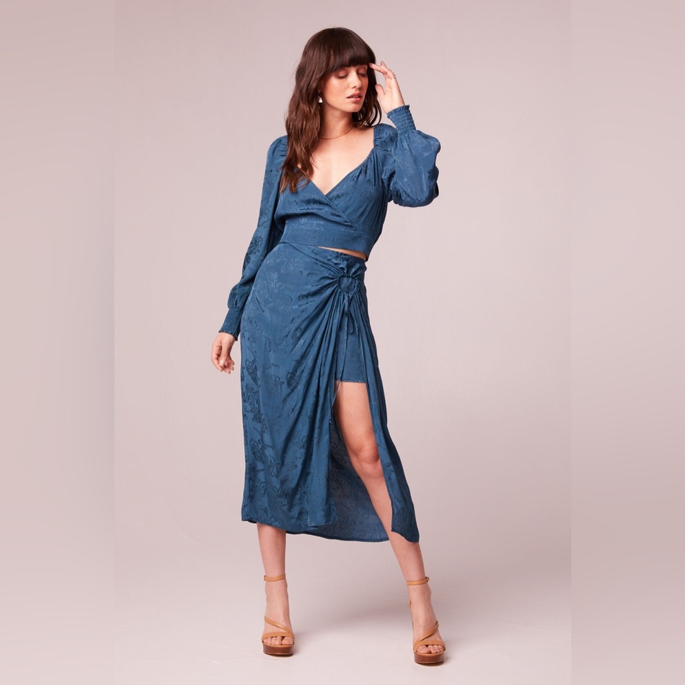 Band Of The Free CELENE DEEP TEAL LAYERED MIDI SKIRT